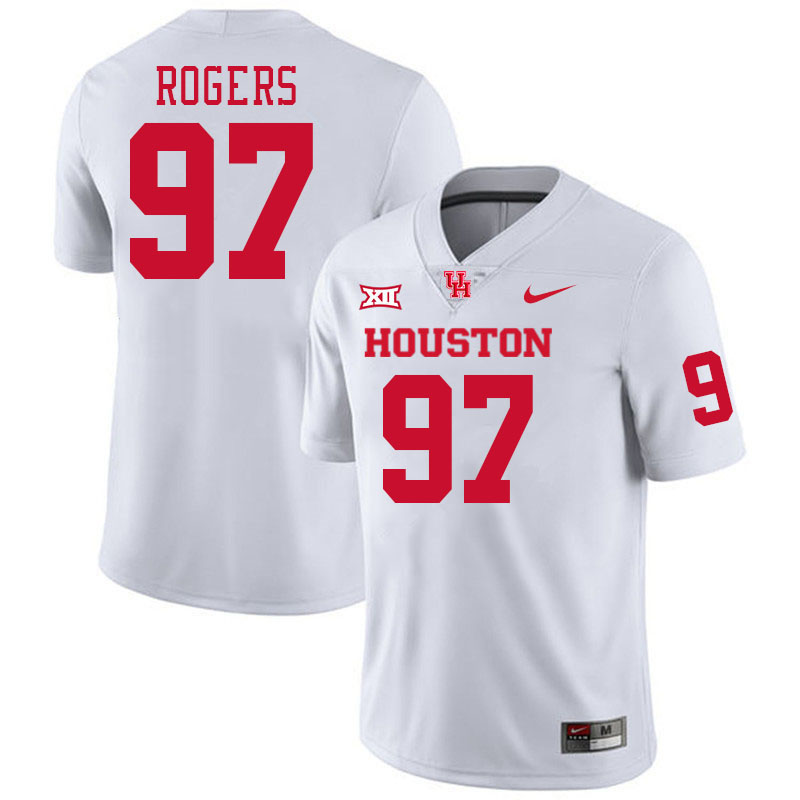 Men #97 Everitt Rogers Houston Cougars College Football Jerseys Stitched-White